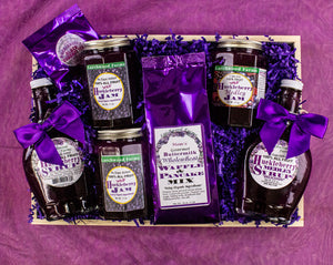 The Hucklberry - Wilderness Purple Gold - Is honored with traditional recipes, organic ingredients and beautiful packaging. All fruit, no sugar added, fine pine tray gift.