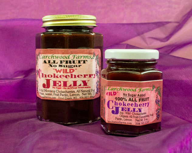 Wild Chokecherry Jelly hand crafted with sugar by the Larchwood Farms Family