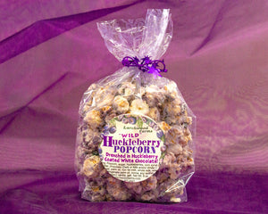 Huckleberry Delicacy! Delight your family with  Larchwood Farms Huckleberry Chocolate Drizzle Butter Popcorn - a flavor experience for the heart strings!