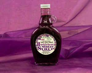 Hand crafted no sugar added, huckleberry medley, marionberry and red raspberry syrup 