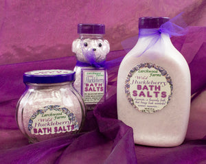 The perfect bouquet and mineral for a divine time in the bath - Huckleberry Bath Salt crafted by Larchwood Farms