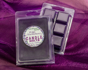 Six pack of deep purple wild huckleberry candle melts - pure hucklberry bliss!