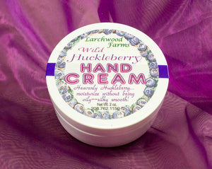 Luscious huckleberry hand cream hand crafted by Larchwood Farms