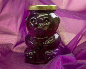 Montana bees and forest berries are honored by Larchwood Farms in this hand crafted huckleberry honey - 13.5 oz large glass bear